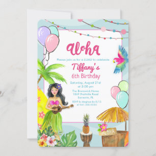 Invitation Aloha Luau Piscine Tropicale Fête Anniversaire Inv