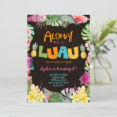 Invitation Aloha Luau Rustic Troptic Summer Girl Anniversaire (Debout devant)