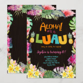 Invitation Aloha Luau Rustic Troptic Summer Girl Anniversaire (Devant / Derrière)