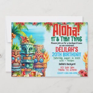 Invitation Aloha Luau Tiki fête d'anniversaire