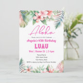 Invitation Aloha Luau Tropical Adulte Anniversaire (Debout devant)
