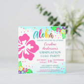 Invitation Aloha Luau Tropical Hibiscus Carré Graduation (Debout devant)
