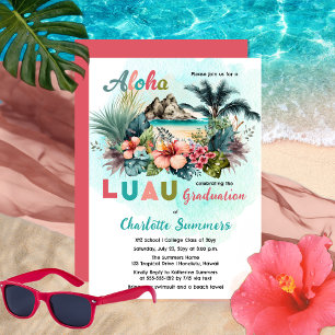 Invitation Aloha Luau Tropical Island Beach Graduation Party