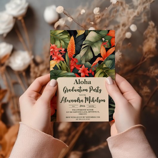 Invitation Aloha Luau Tropical Island Beach Graduation Party