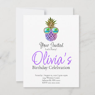 Invitation Aloha mignon ananas fête d'anniversaire