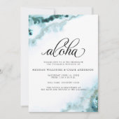 Invitation Aloha moderne Turquoise aquarelle Moss Agate (Devant)