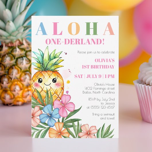 Invitation Aloha Onederland Été Ananas 1er Anniversaire