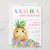 Invitation Aloha Onederland Été Ananas 1er Anniversaire Inv (Devant)