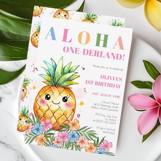 Invitation Aloha Onederland Été Ananas 1er Anniversaire Inv