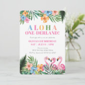Invitation Aloha Onederland Été Fille tropicale 1er anniversa (Debout devant)
