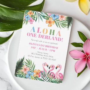 Invitation Aloha Onederland Eté Fille Tropicale 1er Anniversa