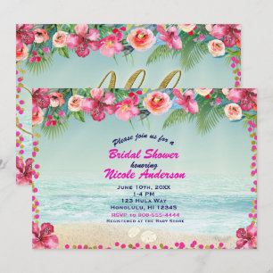 Invitation ALOHA Or Tropical Beach Hibiscus Eté Luau