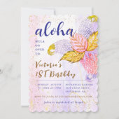 Invitation Aloha Pin Tropical Floral Luau Photo Anniversaire (Devant)