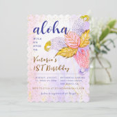 Invitation Aloha Pin Tropical Floral Luau Photo Anniversaire (Debout devant)