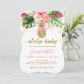 Invitation Aloha Pineapple Baby shower floral tropical (Debout devant)