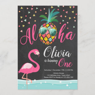Invitation Aloha Pineapple Flamant rose Anniversaire Invitati