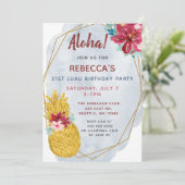 Invitation Aloha Pineapple Luau fête d'anniversaire (Debout devant)