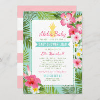 Aloha Pink Baby shower floral tropical Luau