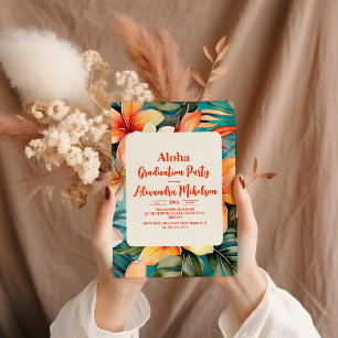 Invitation Aloha Pink Tropical Graduation Luau Parti