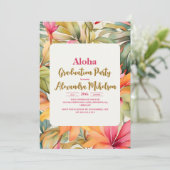 Invitation Aloha Pink Tropical Graduation Luau Parti (Debout devant)