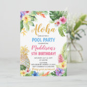 Invitation Aloha Pool Party Tropical Anniversaire de l'ananas (Debout devant)