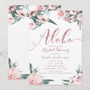 Invitation Aloha Rose Tropical Floral Eté Mariage Shower