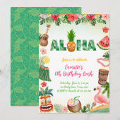 Invitation Aloha Summer Girl Anniversaire (Devant / Derrière)