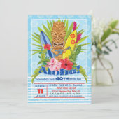 Invitation Aloha Tiki Totem Ukulele Anniversaire Fête Invitat (Debout devant)