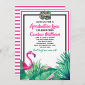 Invitation Aloha Tropical Flamant rose Graduation Luau 2022 (Devant / Derrière)