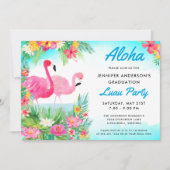 Invitation Aloha Tropical Flamant rose Graduation Luau Party (Devant)