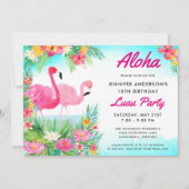 Invitation Aloha Tropical Flamant rose Luau Anniversaire (Devant)
