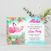 Invitation Aloha Tropical Flamant rose Luau Anniversaire (Debout devant)