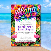 Invitation Aloha Tropical Flamingo Graduation Luau Party