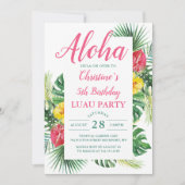 Invitation Aloha Tropical Floral Luau fête d'anniversaire (Devant)