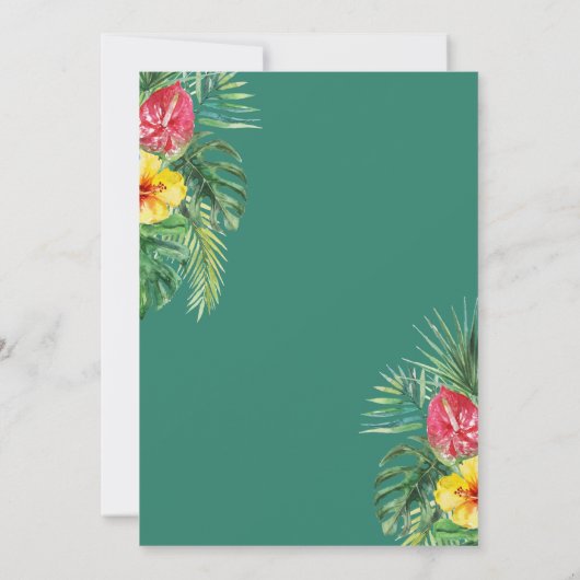 Invitation Aloha Tropical Floral Luau fête d'anniversaire (Dos)