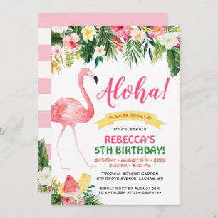Invitation Aloha Tropical Floral Luau Parti Anniversaire de e