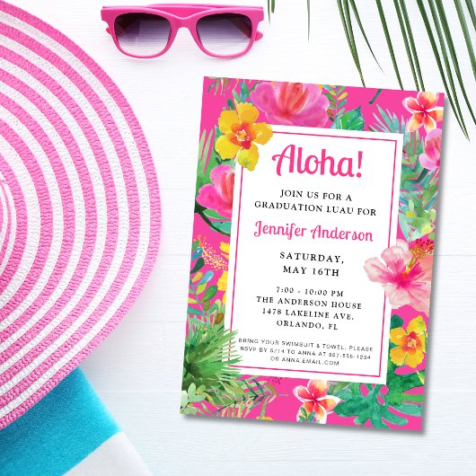 Invitation Aloha Tropical Graduation Luau
