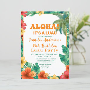 Invitation Aloha Tropical Hawaiian Floral Luau fête d'anniver