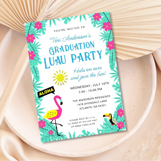 Invitation Aloha Tropical Hawaiian Graduation Luau Party
