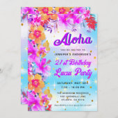 Invitation Aloha Tropical Hawaiian Luau fête d'anniversaire (Devant / Derrière)