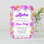 Invitation Aloha Tropical Hibiscus Luau fête d'anniversaire (Debout devant)