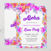 Invitation Aloha Tropical Hibiscus Luau fête d'anniversaire (Devant / Derrière)