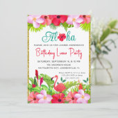 Invitation Aloha Tropical Luau Floral Anniversaire (Debout devant)