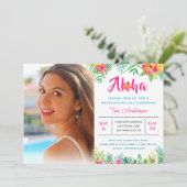 Invitation Aloha Tropical Luau Graduation Party Photo (Debout devant)