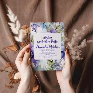 Invitation Aloha Tropical Luau Party Graduation violet