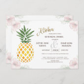 Invitation Aloha Tropical Pineapple Beach REHEARSAL DÎNER (Devant / Derrière)