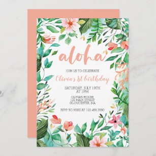 Invitation Aloha Tropical premier anniversaire luau