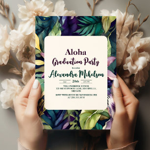 Invitation Aloha Tropical Purple Graduation