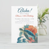Invitation Aloha Tropical Sea Turtle Hawaiian Luau Birthday (Debout devant)
