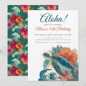 Invitation Aloha Tropical Sea Turtle Hawaiian Luau Birthday (Devant / Derrière)